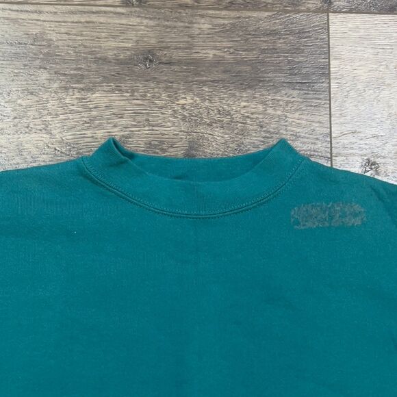 Vintage 90s Logo 7 Blank Crewneck Sweatshirt Teal Green - Men's Size 2XL - Picture 2 of 6